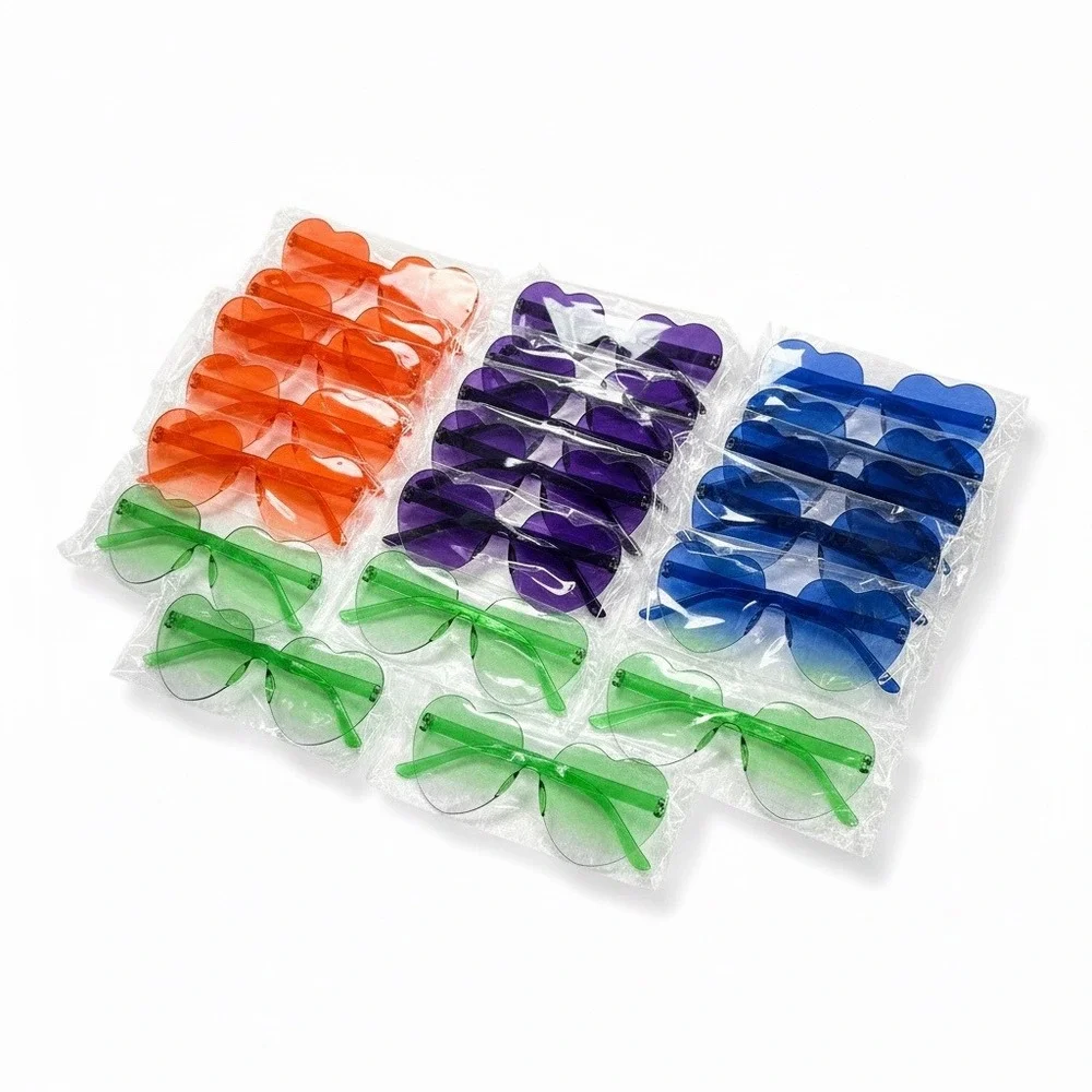 Frienda 20 Pairs Heart-Shaped Rimless Candy Color Unisex‎ Sunglasses for Party